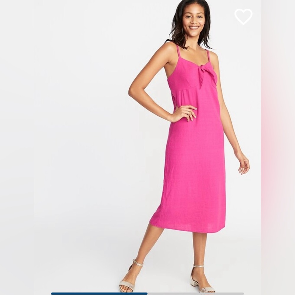 Old Navy Tie-Front Linen-Blend Midi Dress